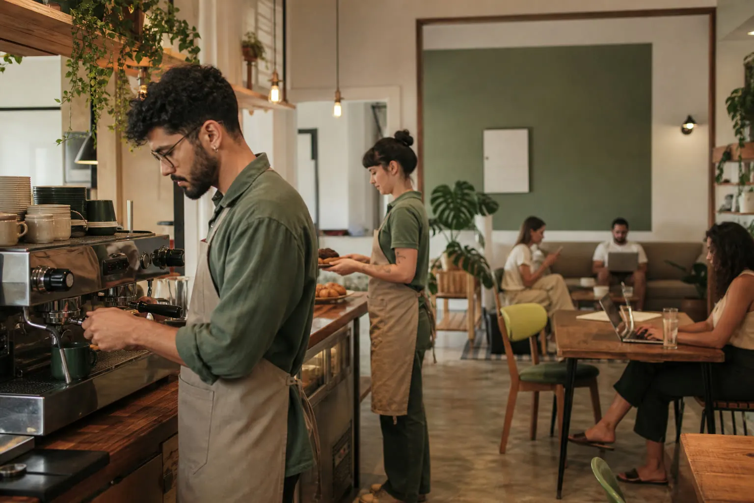Operação de cafeteria em um estabelecimento de food service